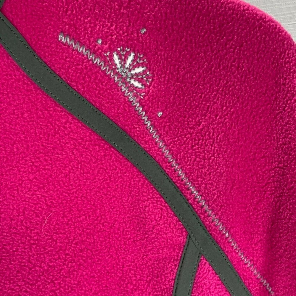 Eddie Bauer Jacket Womens Large Pink Fleece Full Zip Pockets Floral Embroidery - Picture 5 of 11